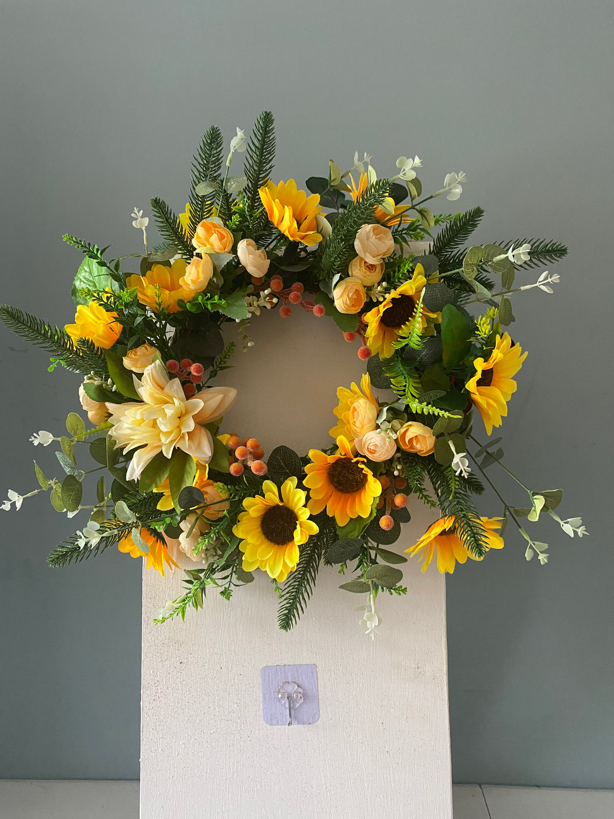 🌻 Handmade Sunflower & Wildflower Wreath 🌿