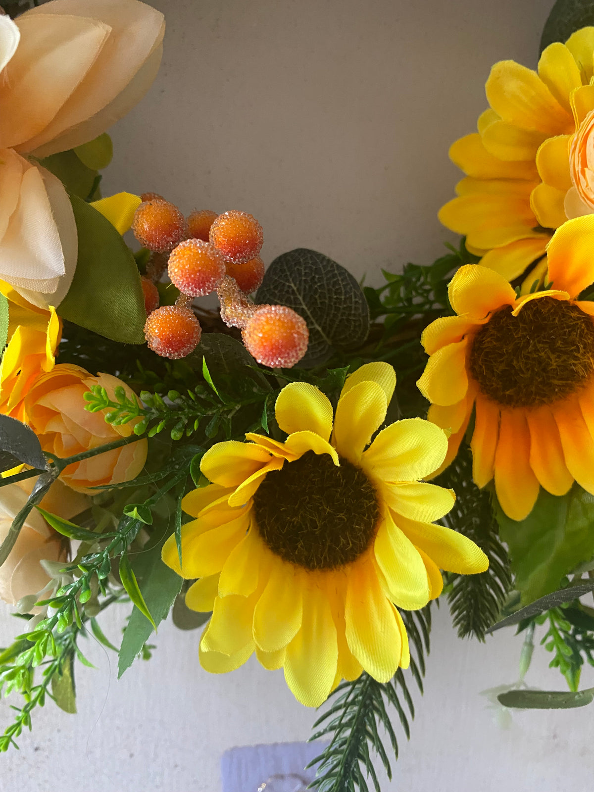 🌻 Handmade Sunflower & Wildflower Wreath 🌿