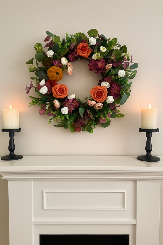 Pumpkin & Rose Wreath