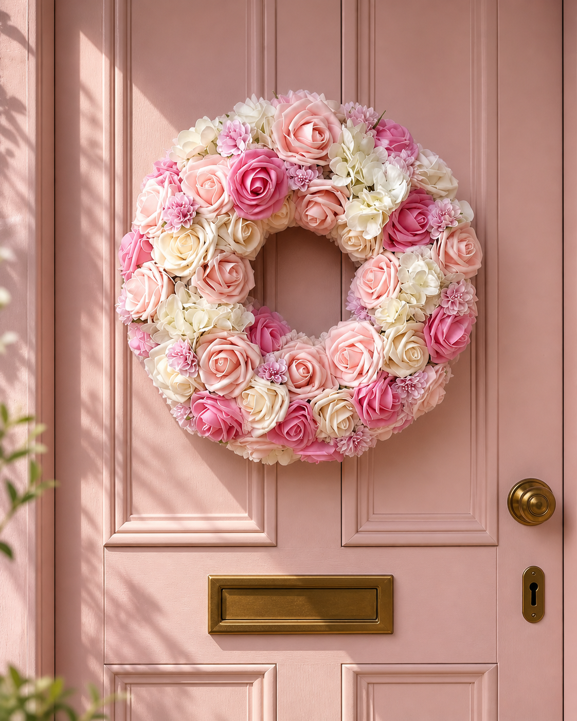 Blush Hydrangea & Rose Wreath.
